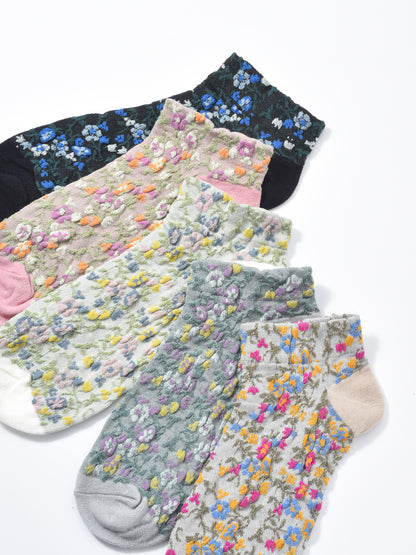 Rufia - 3D Vintage Floral Ankle Socks