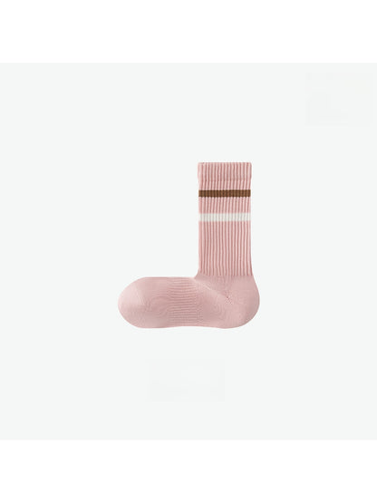 Rufia - Minimalist Ribbed Striped Cuffs Crew Socks