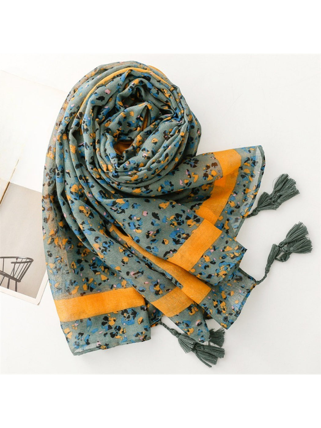 Scarvii - Small Floral Print Lightweight Scarf