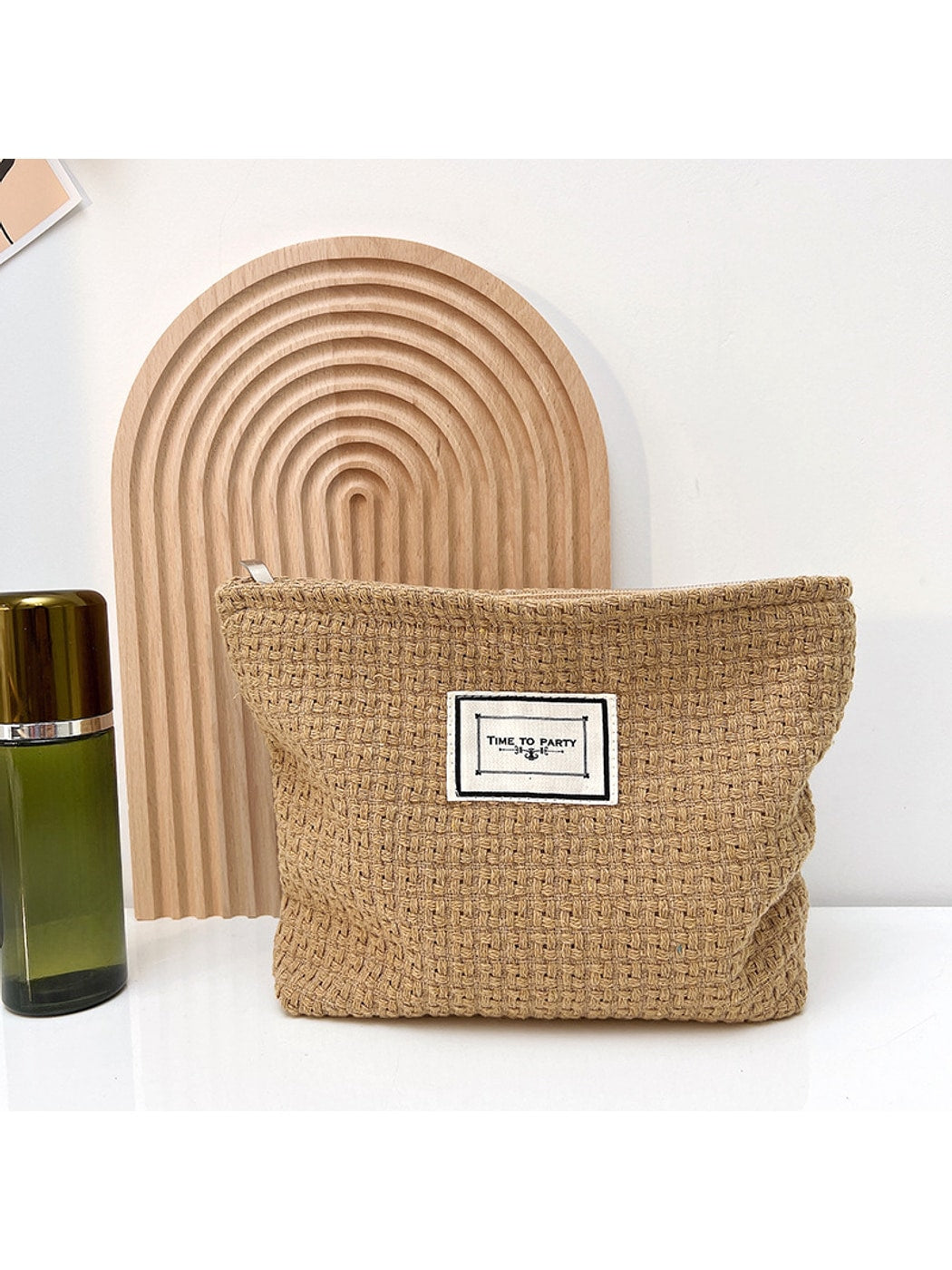 Cosbai - Woven Style Zipper Cosmetic Storage Bag