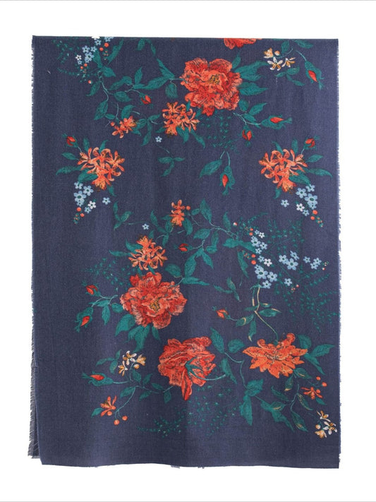 Scarvii - Vintage Floral Print Winter Scarf & Shawl