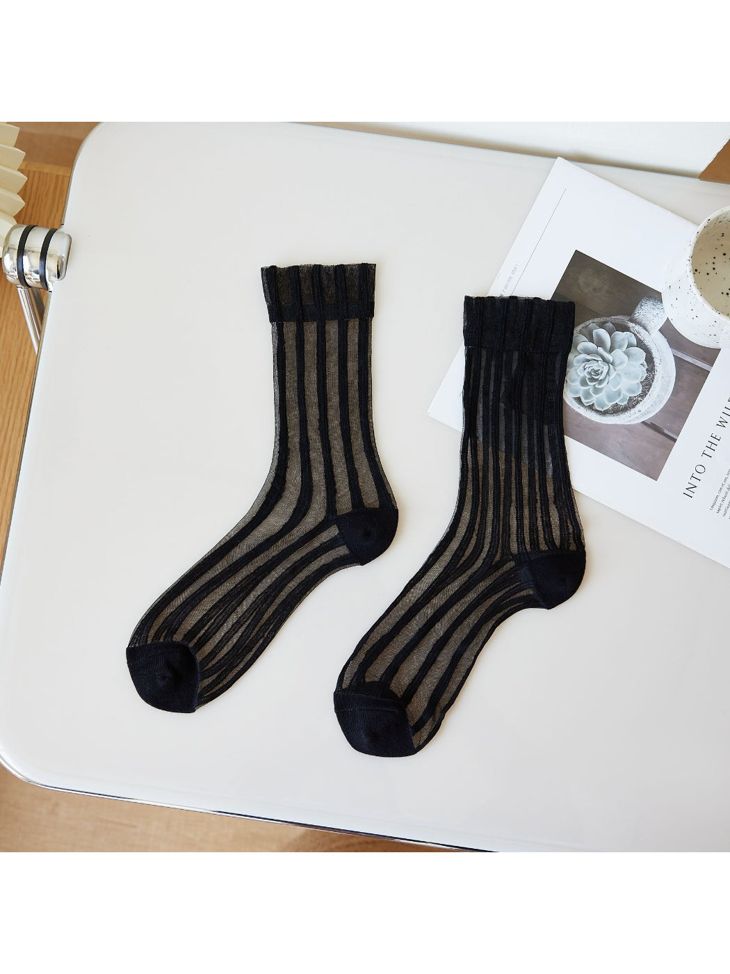Rufia Sheer Stripe Panel Crew Socks product image 3