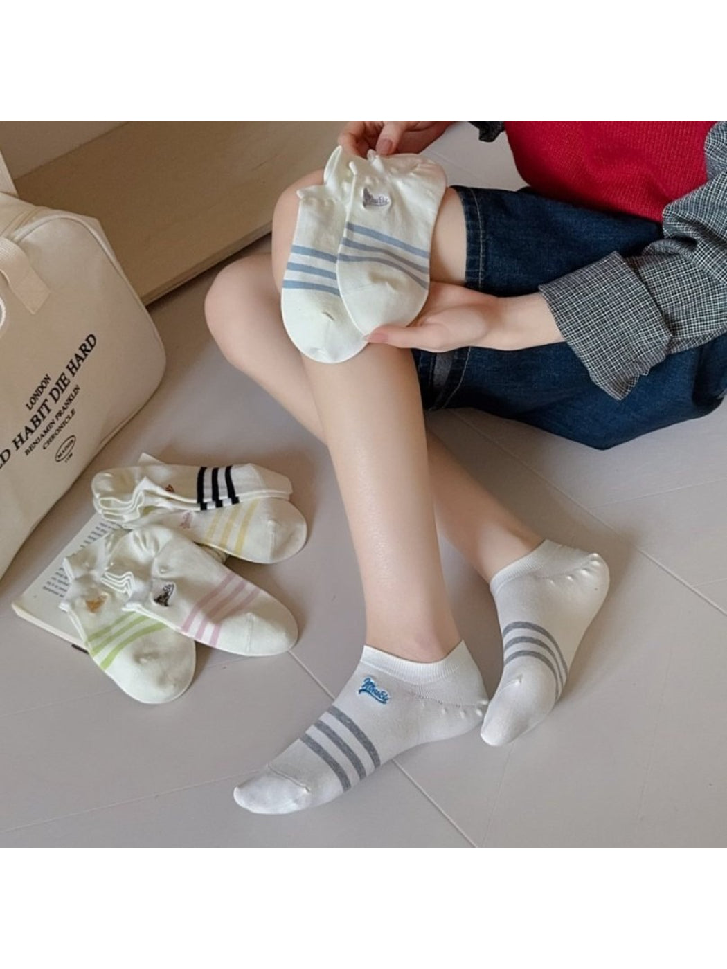 Rufia - Stripe Ankle No Show Socks product image 2