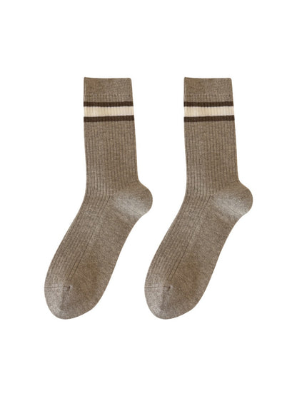 Rufia - Warm Breathable Mid-Calf Striped Socks