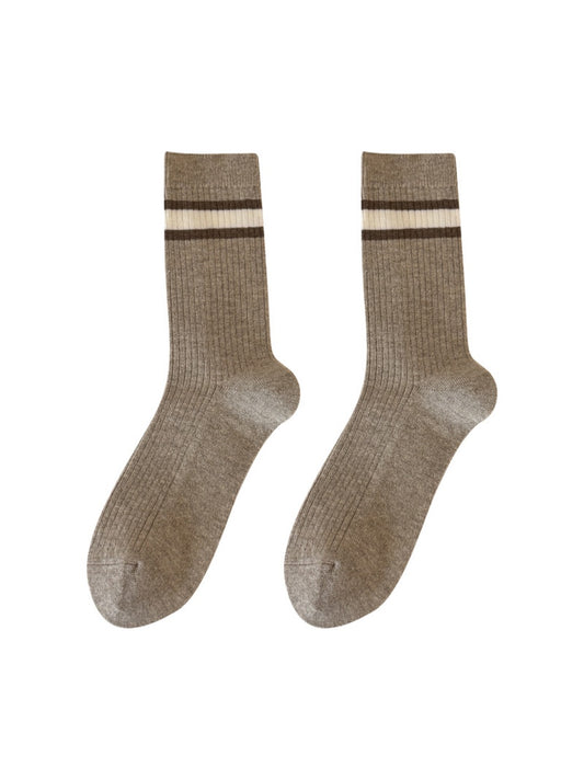 Rufia - Warm Breathable Mid-Calf Striped Socks