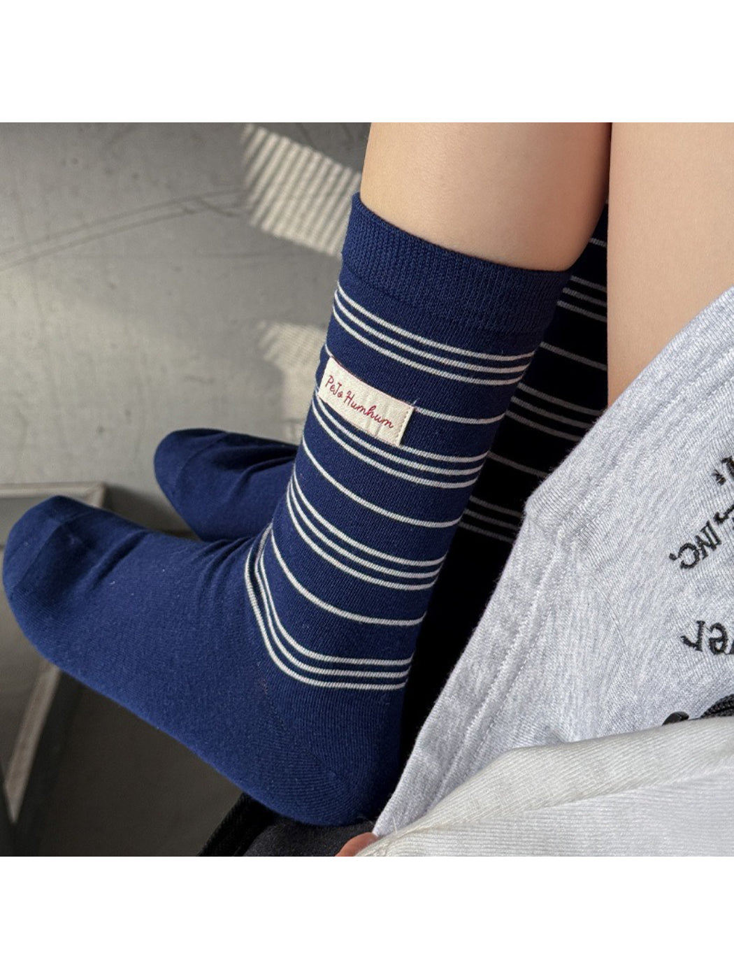 Rufia - Pinstripe Ribbed Crew Socks