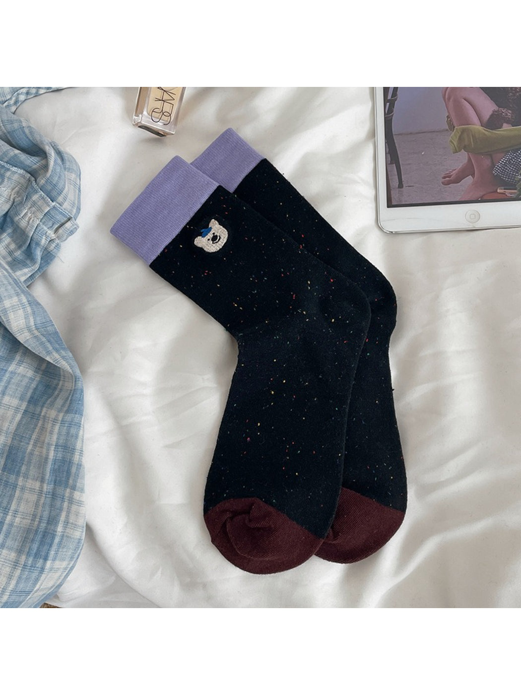 Rufia - Colour Block Animal Crew Socks