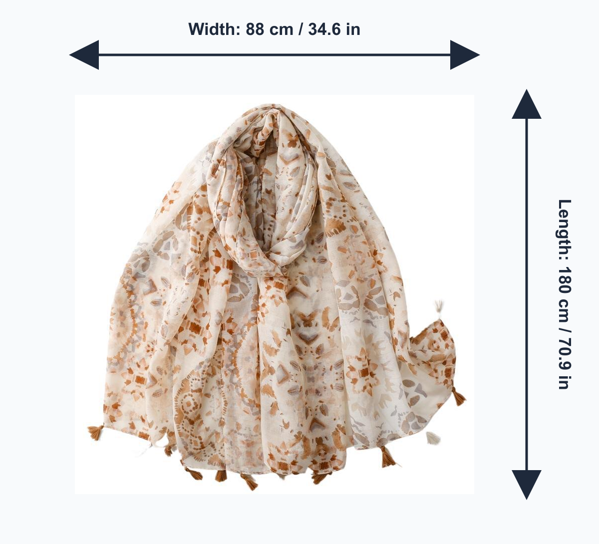 Multicolor product size and weight guide