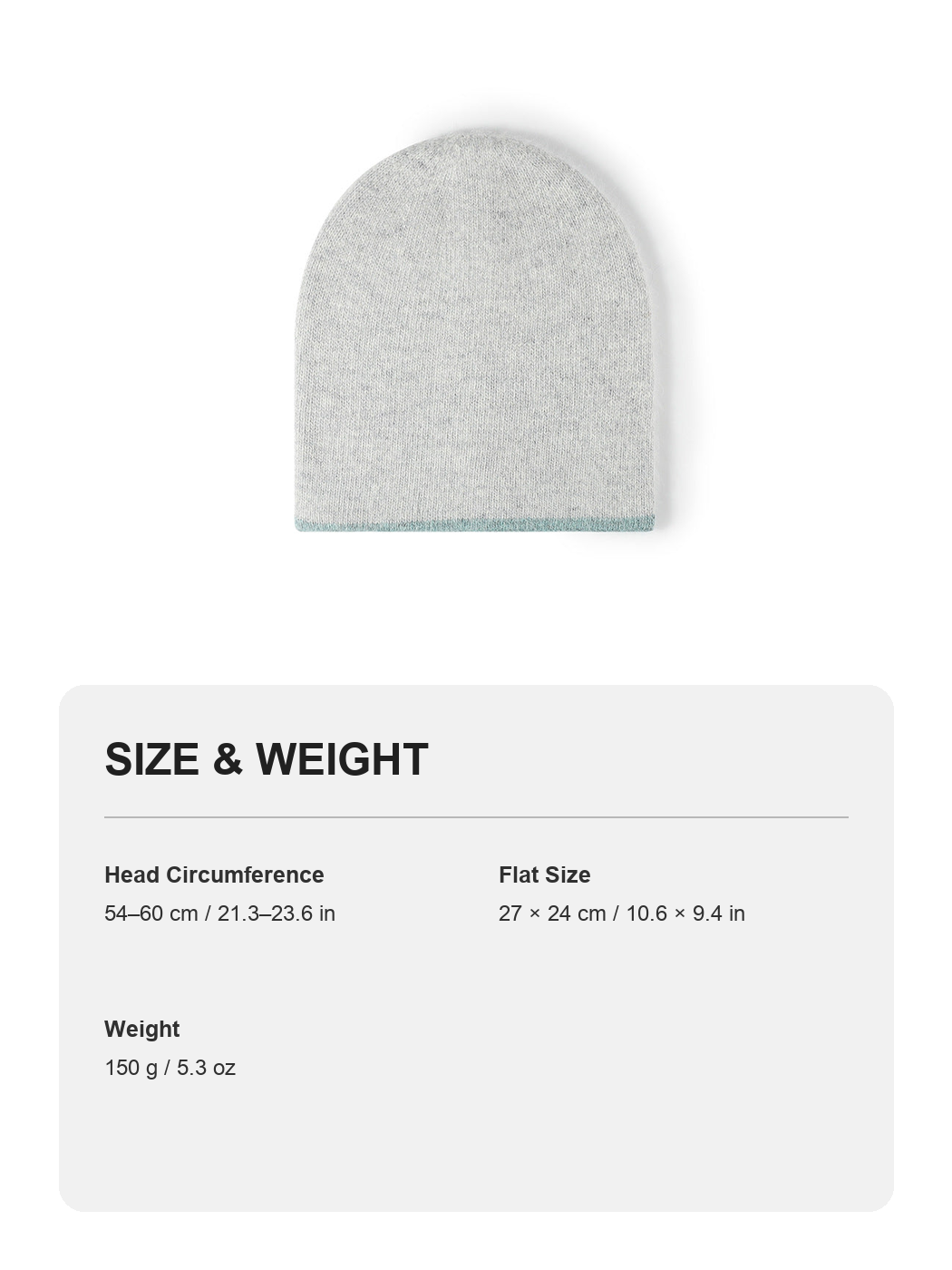 Multicolor product size and weight guide