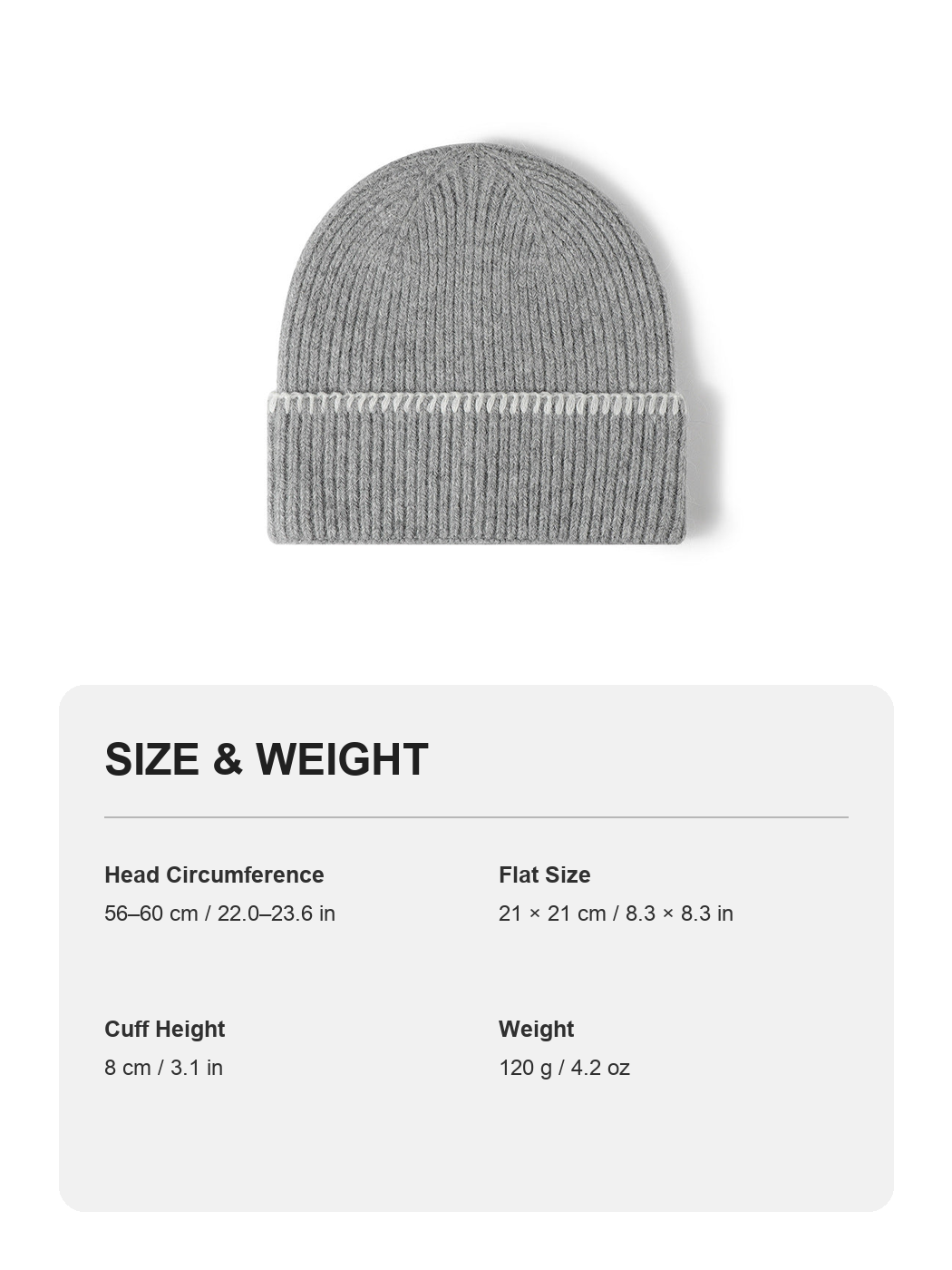Multicolor product size and weight guide