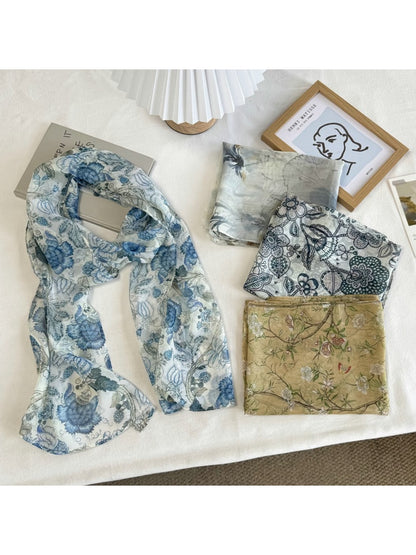 Scarvii - Retro Style Botanical Floral Scarf