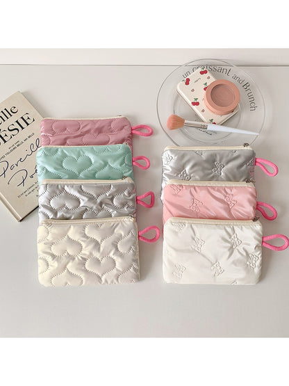 Cosbai Quilted Heart Pattern Zip Pouch Bag product photo 3