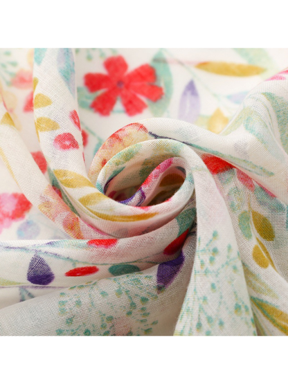 Spring meadow floral scarf lightweight fabric detail