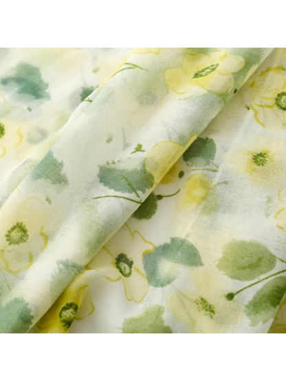 Mint watercolor floral scarf print detail