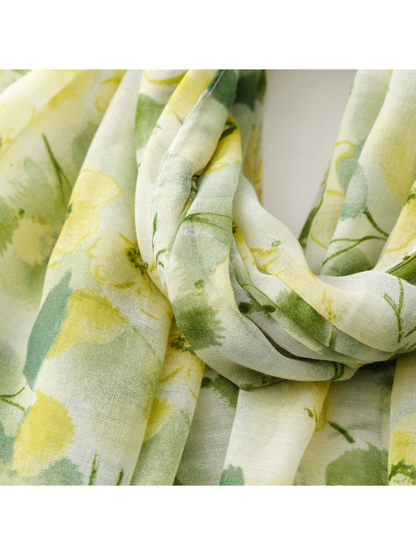 Mint watercolor floral scarf drape detail