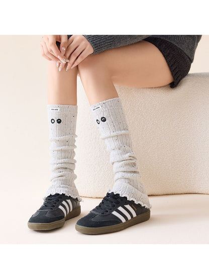 Rufia - Cute Face Slouchy Knit Winter Leg Warmers