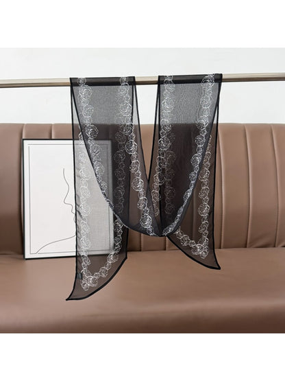 Scarvii - Black Sheer Long Narrow Styling Scarf