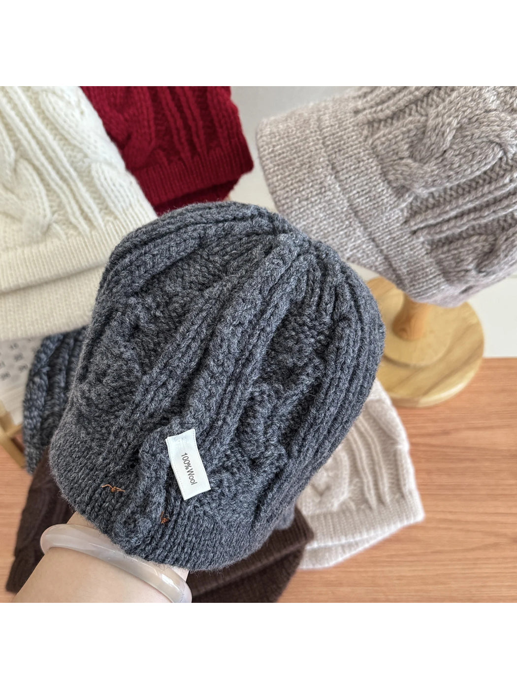 Haila - Red Cable Knit Beanie