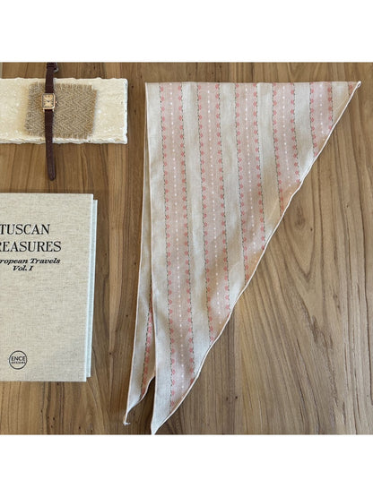 Scarvii - Printed Floral Stripe Triangle Bandana