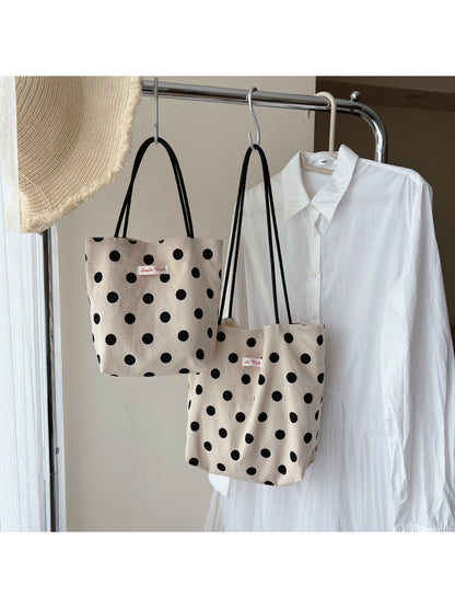 Cosbai - Minimal Dot Print Tote Bag