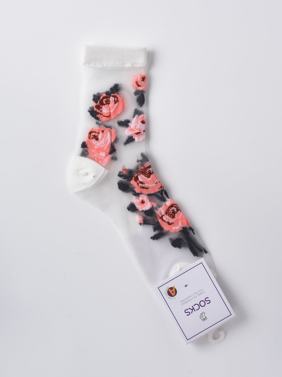 Rufia - Butterfly & Rose Sheer Crew Socks