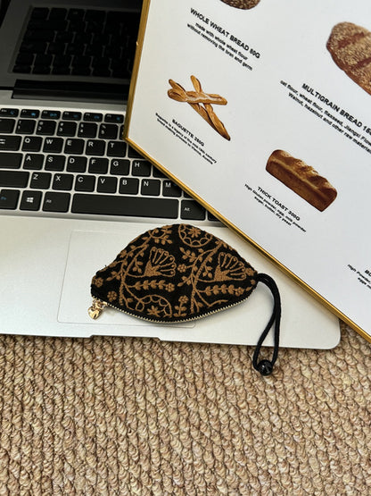 Cosbai - Pull-String Embroidery Keychain Pouch