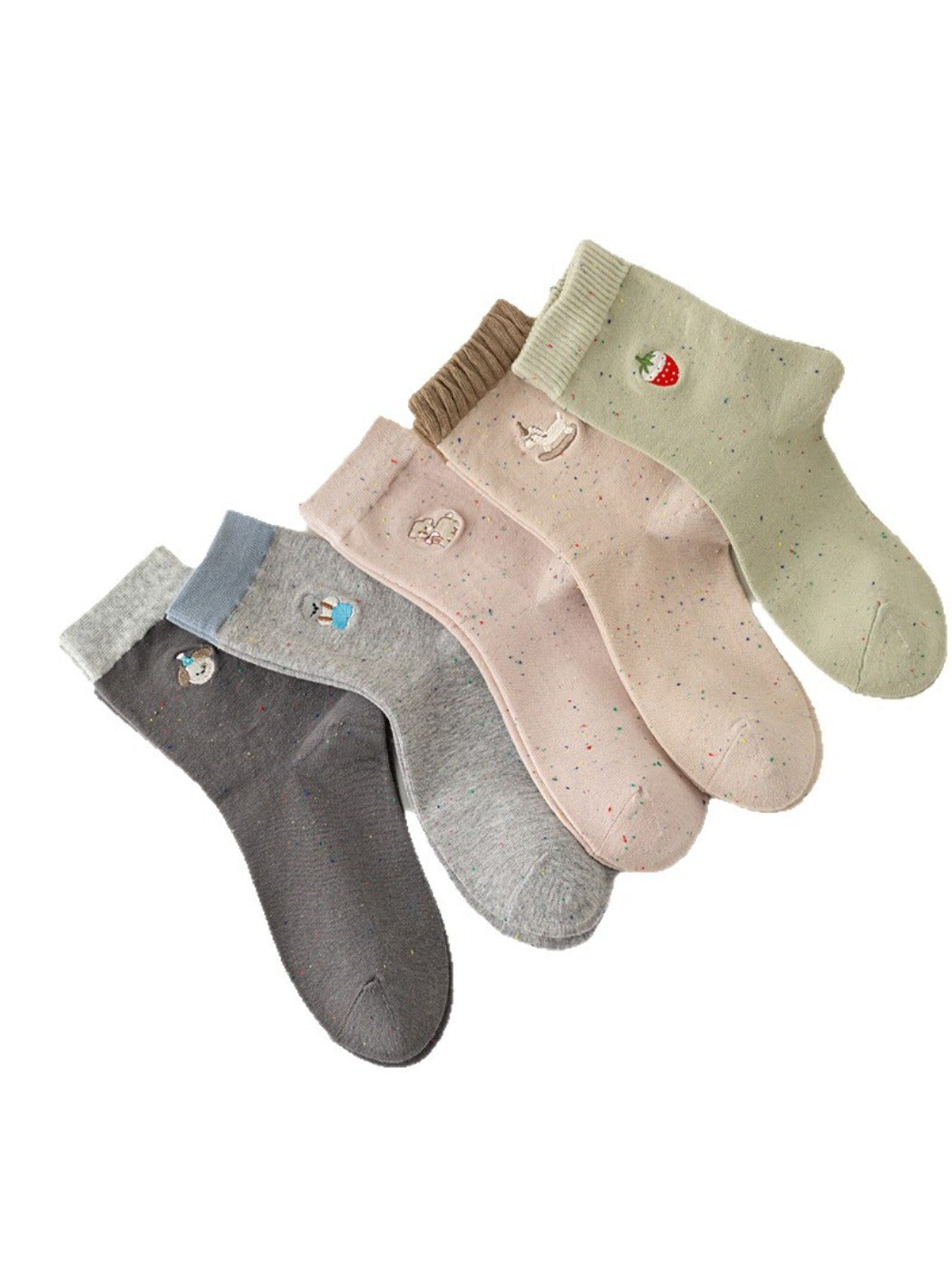 Rufia - Cute Cartoon Embroidered Mid-Calf Socks