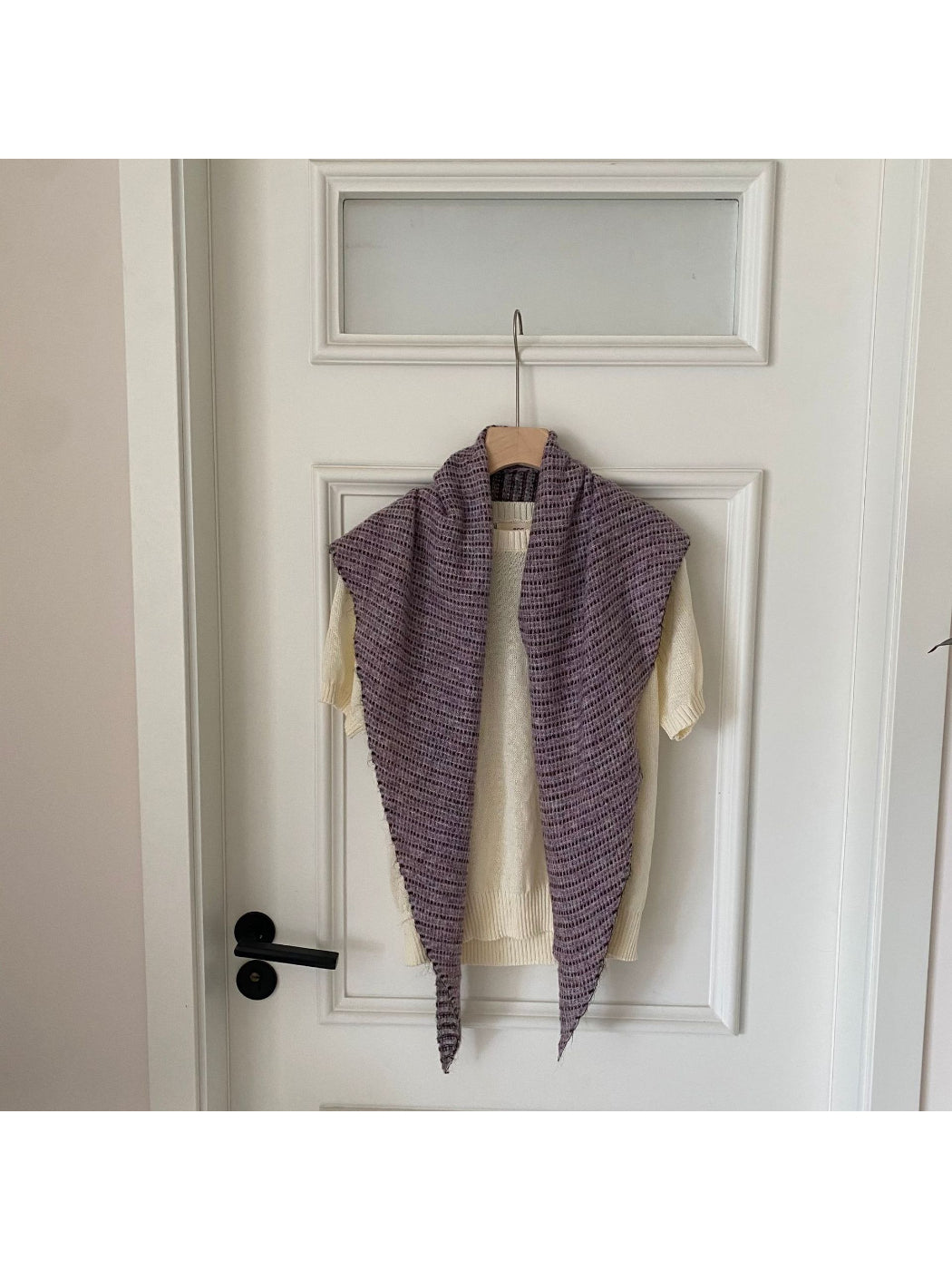 Scarvii - Textured Stripe Triangle Knit Scarf