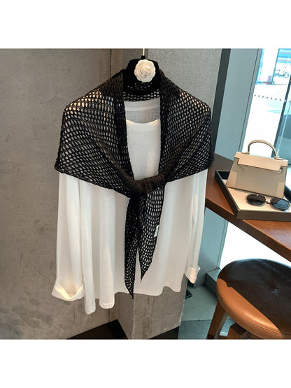 Scarvii - Solid Color Openwork Triangle Bandana