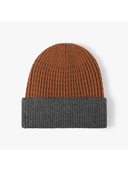 Haila - Colorblock Plush Lined Cuffed Knit Beanie