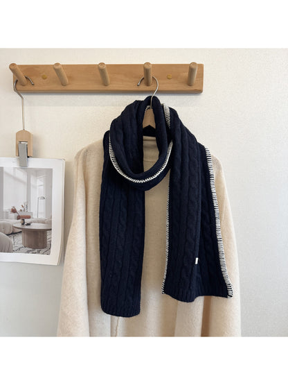 Scarvii - Vertical Cable-Knit Pattern Narrow Scarf Scarf