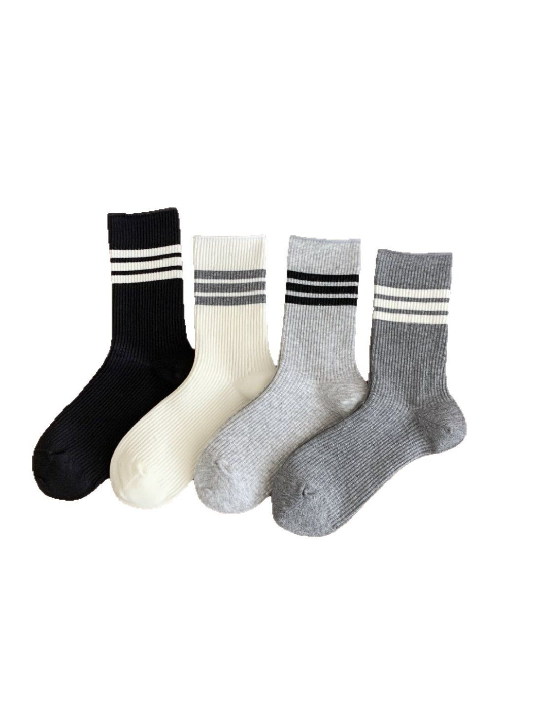 Rufia - Black White Stripe Ribbed Crew Socks product image 3