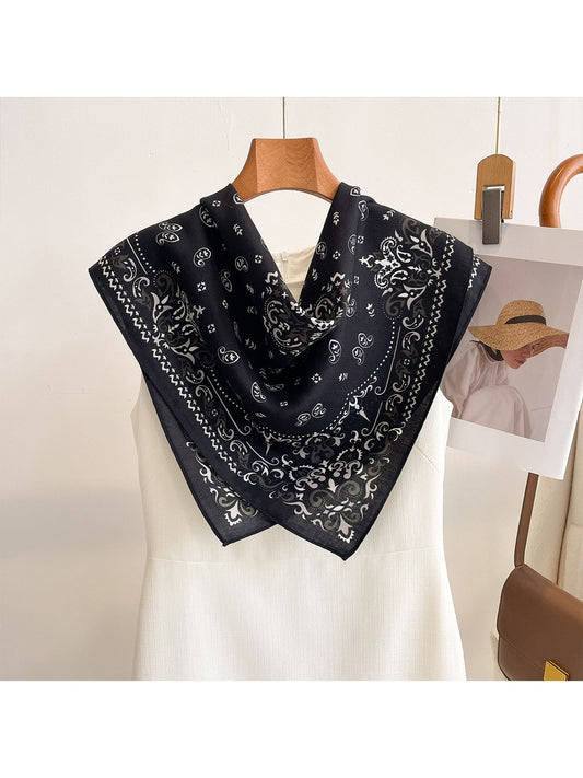 Scarvii - Paisley Print Retro Style Square Scarf