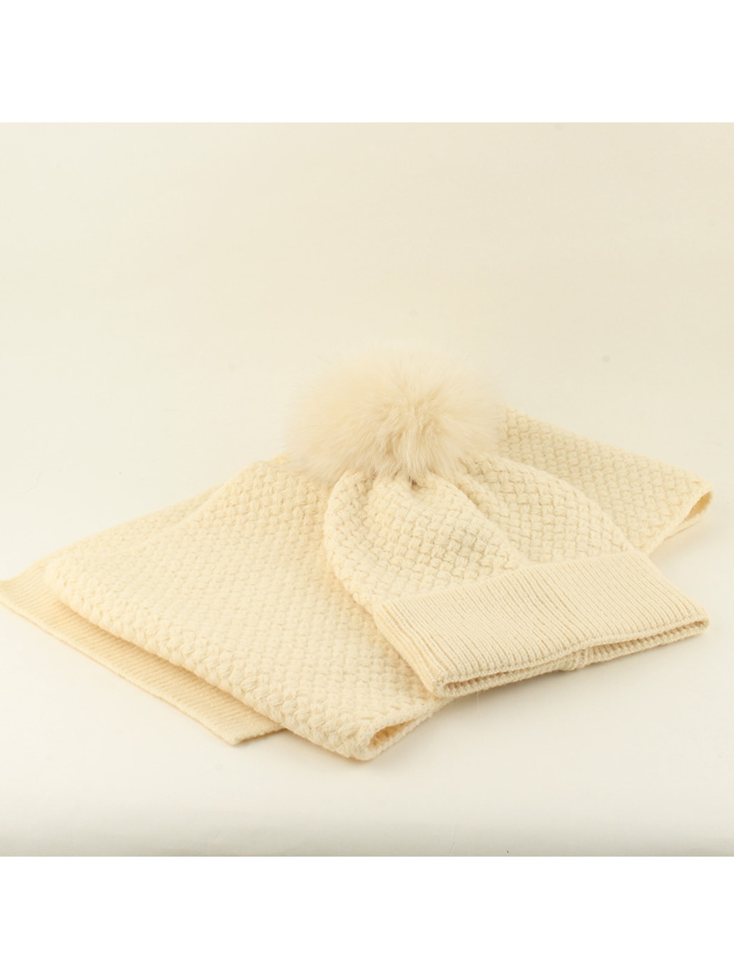 Haila - Brimless Knit Beanie and Scarf Set