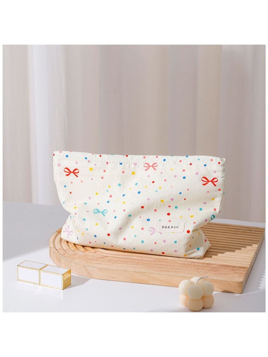 Cosbai - Sweet Style Bow Print Makeup Storage Bag