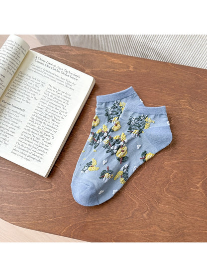 Rufia - Embroidered Mesh Floral Ankle Socks product image 5