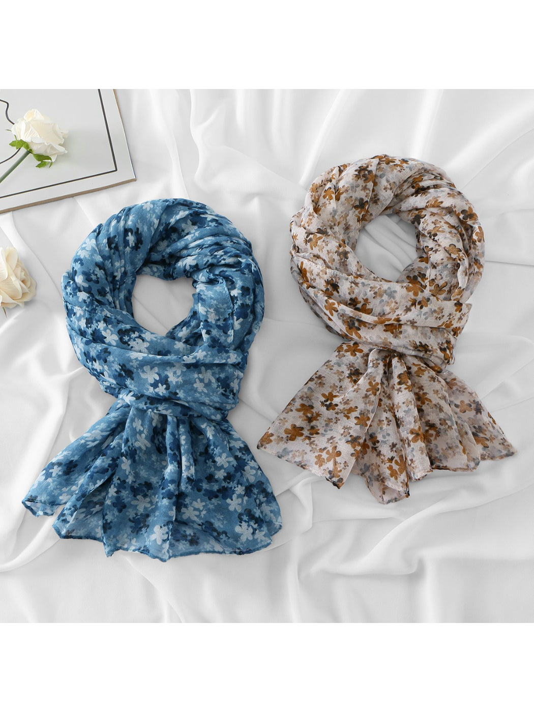 Scarvii Modern Floral Print Soft Wrap Scarf