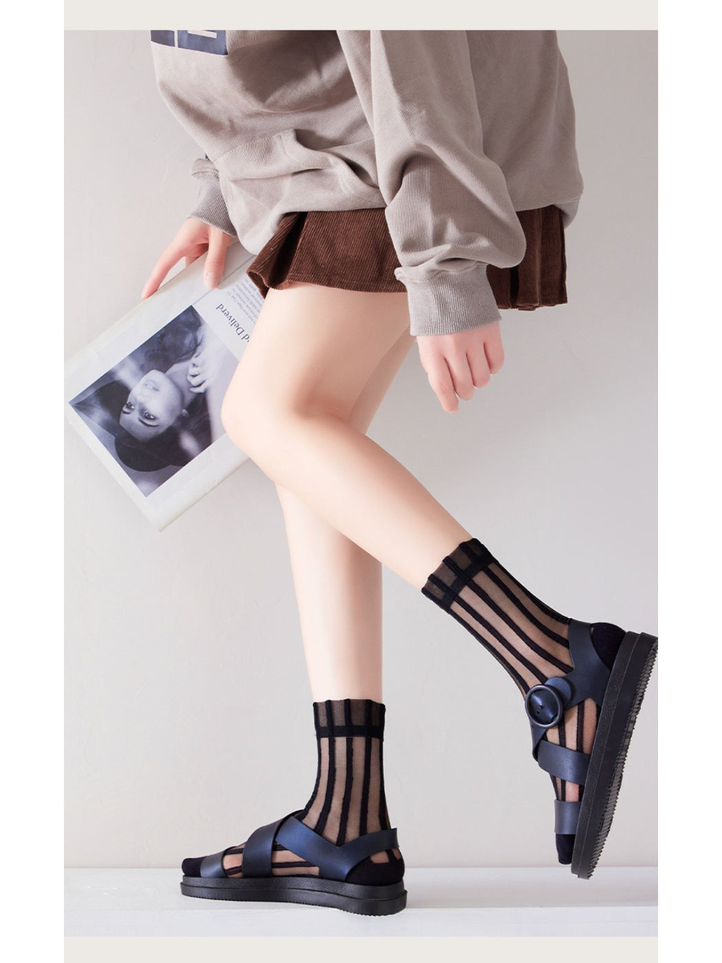 Rufia Sheer Stripe Panel Crew Socks product image 9
