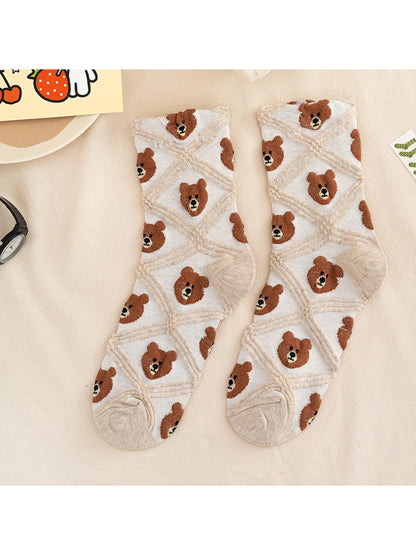 Rufia - Cozy Bear Pattern Crew Socks