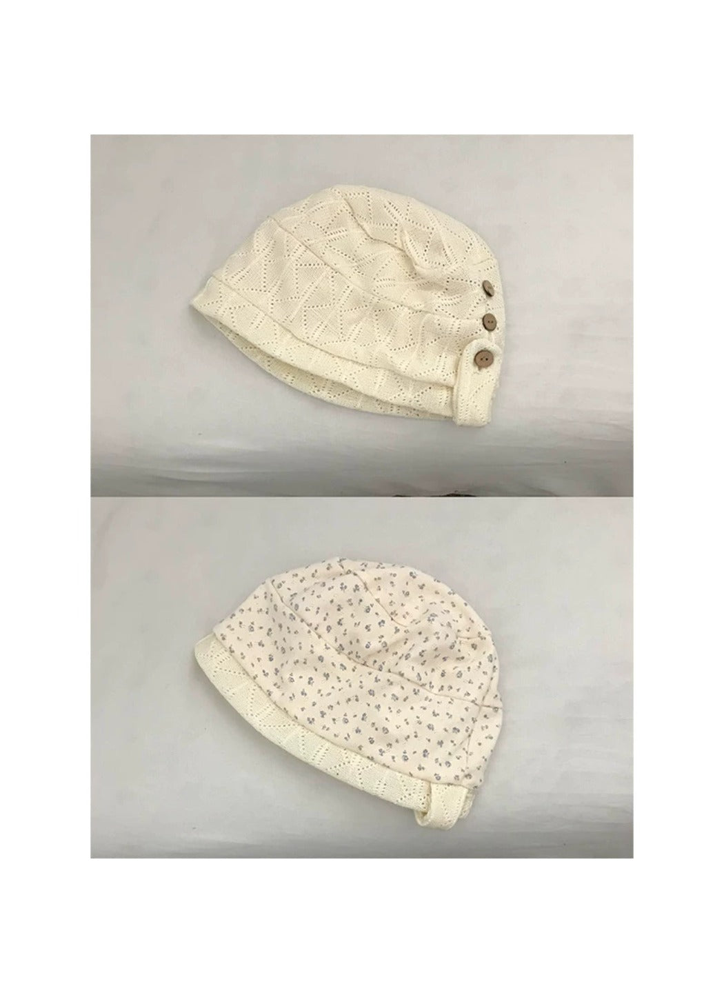 Haila - Ditsy Floral Contrast Trim Slouchy Beanie