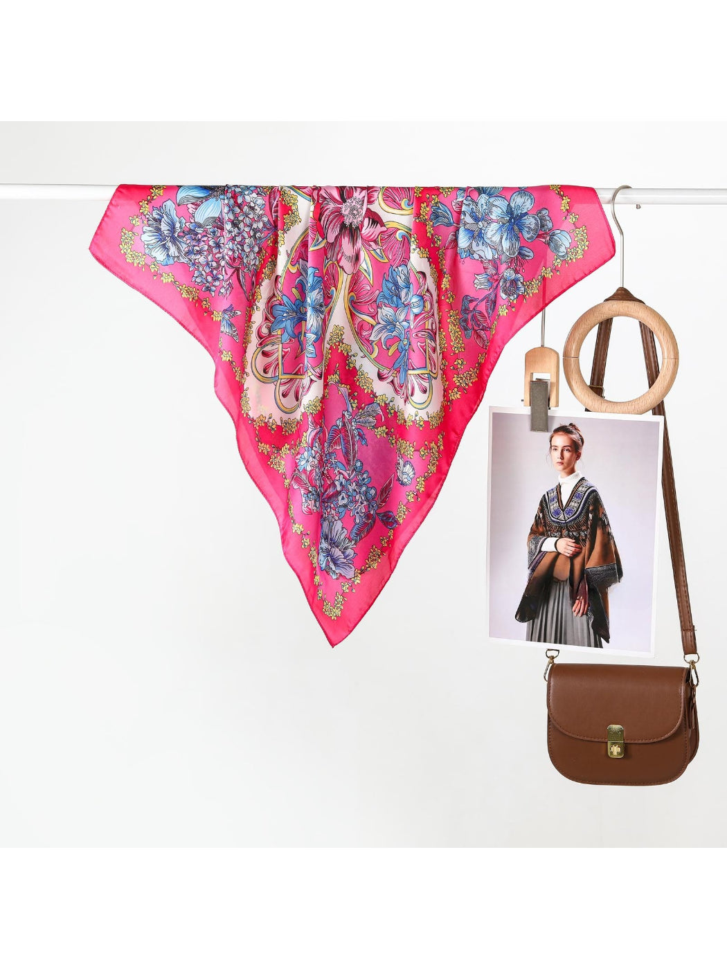 Scarvii - Baroque Bow Floral Square Scarf