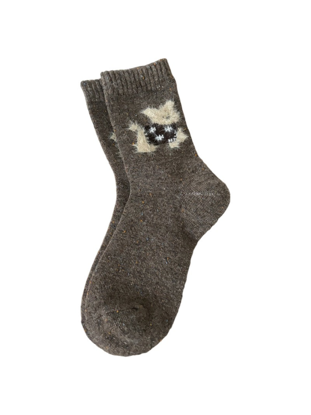 Rufia - Cute Winter Puppy Motif Crew Socks