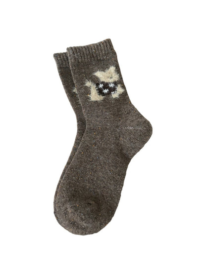 Rufia - Cute Winter Puppy Motif Crew Socks