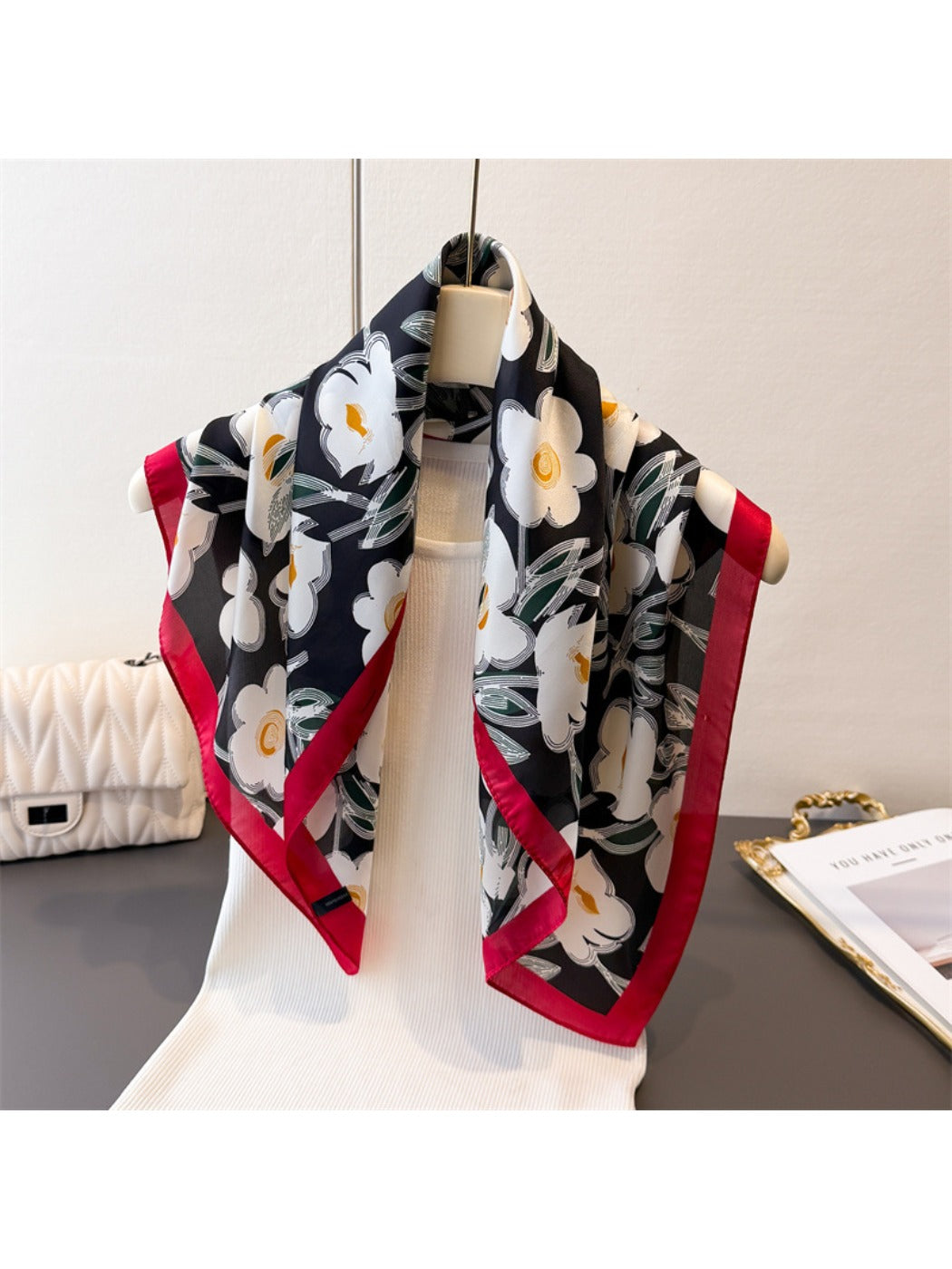 Scarvii - Floral Print Square Scarf