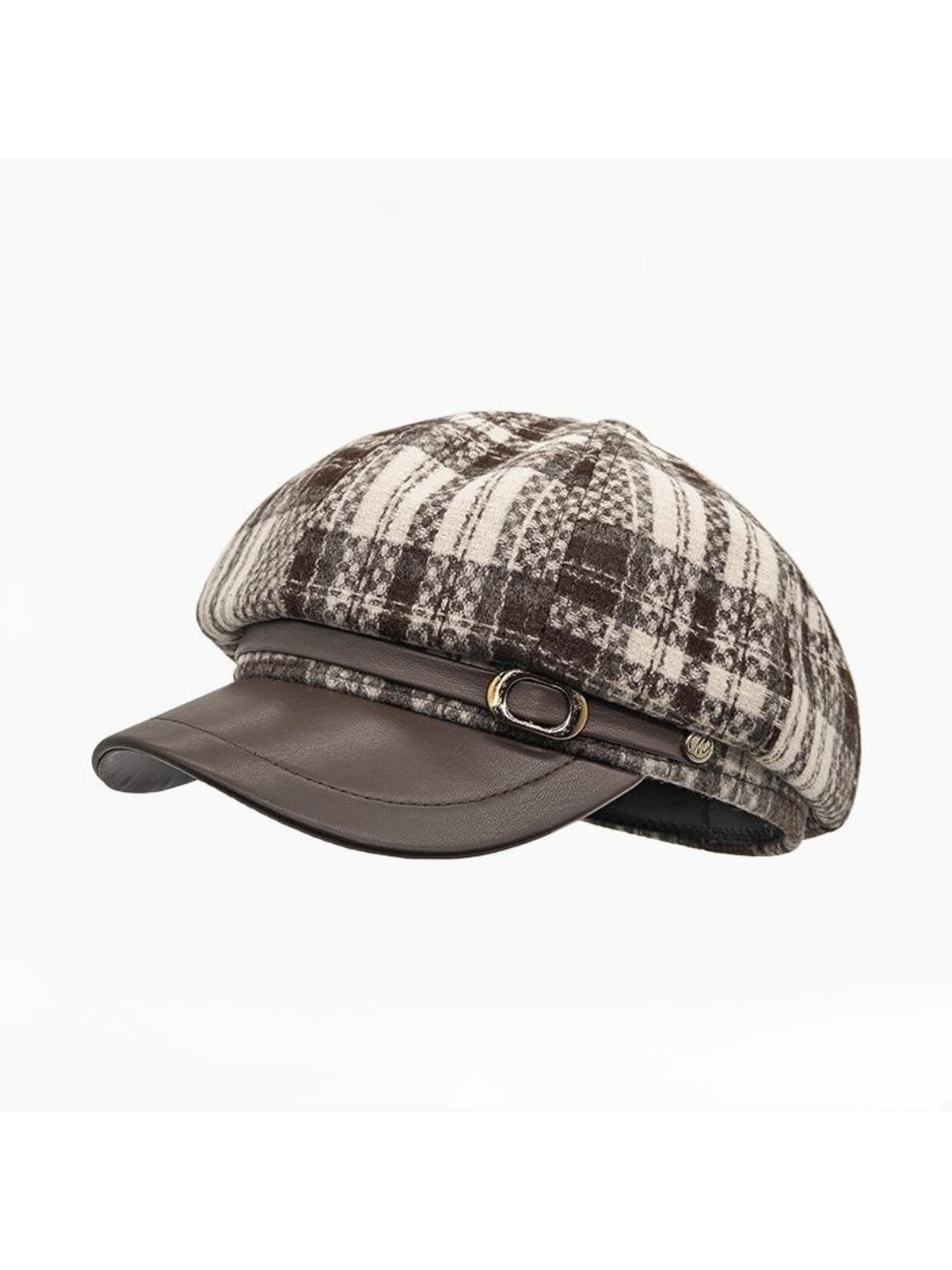 Haila - Plaid Buckle Detail Visor Hat