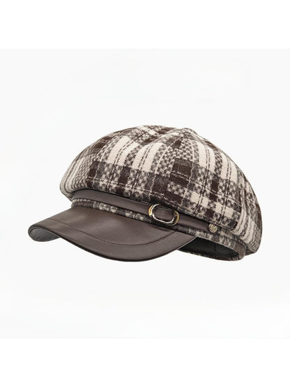 Haila - Plaid Buckle Detail Visor Hat