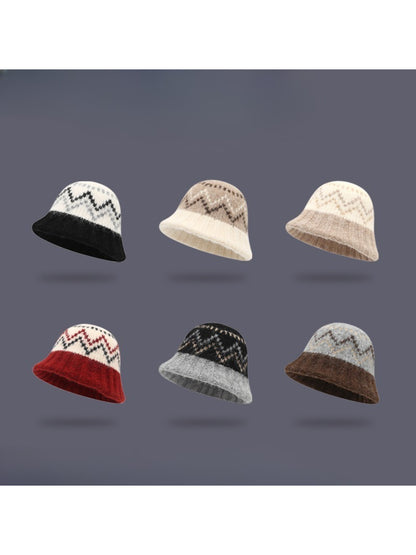 Haila - Chevron Pattern Knit Bucket Hat