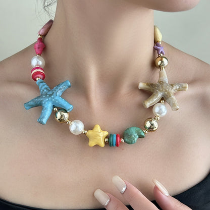 Bauai Dopamine Ocean Starfish Bead Colorful Necklace alternate product view