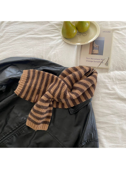 Scarvii - Striped Textured Knit Pull Through Scarf
