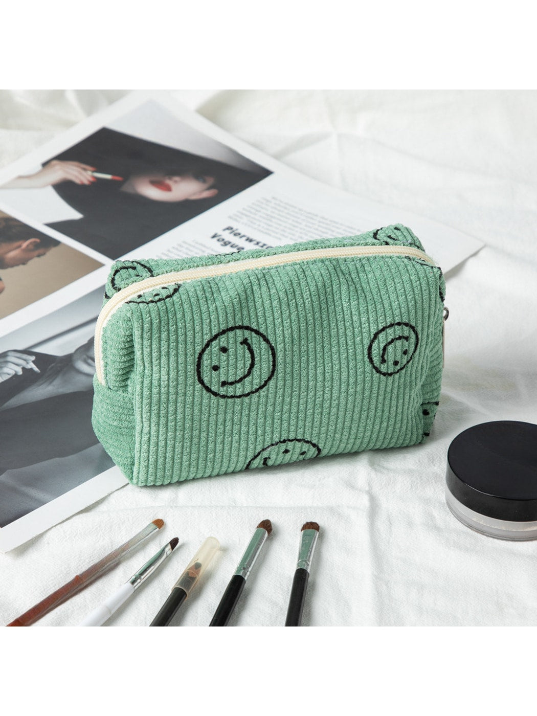 Cosbai - Smiley Print Cosmetic Organizer Bag